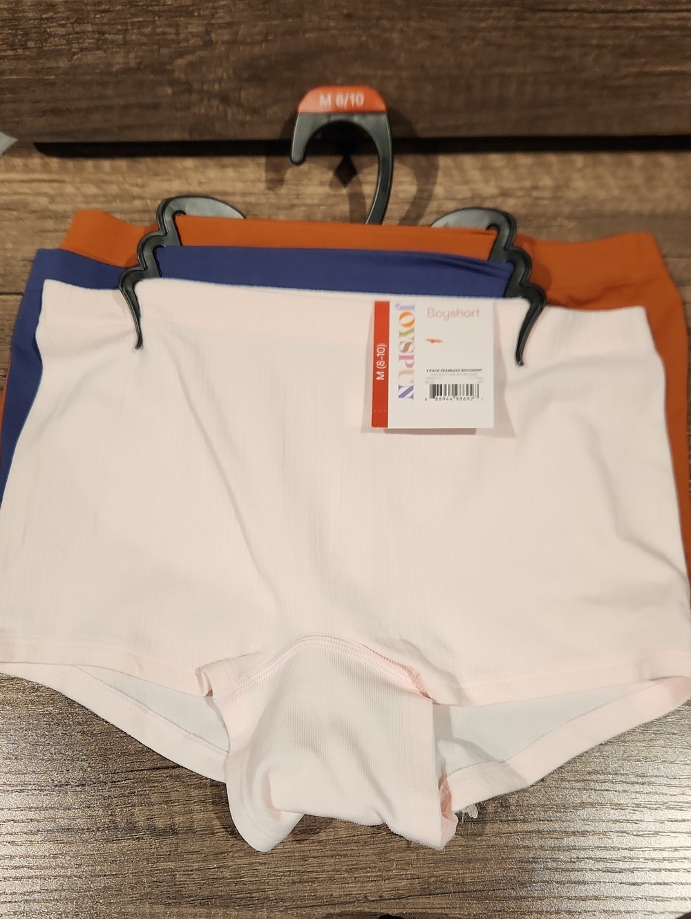 NWT Pack of 3 Womens Boyshort Panties - Light Pink, Blue & Rust Sz M 8/10